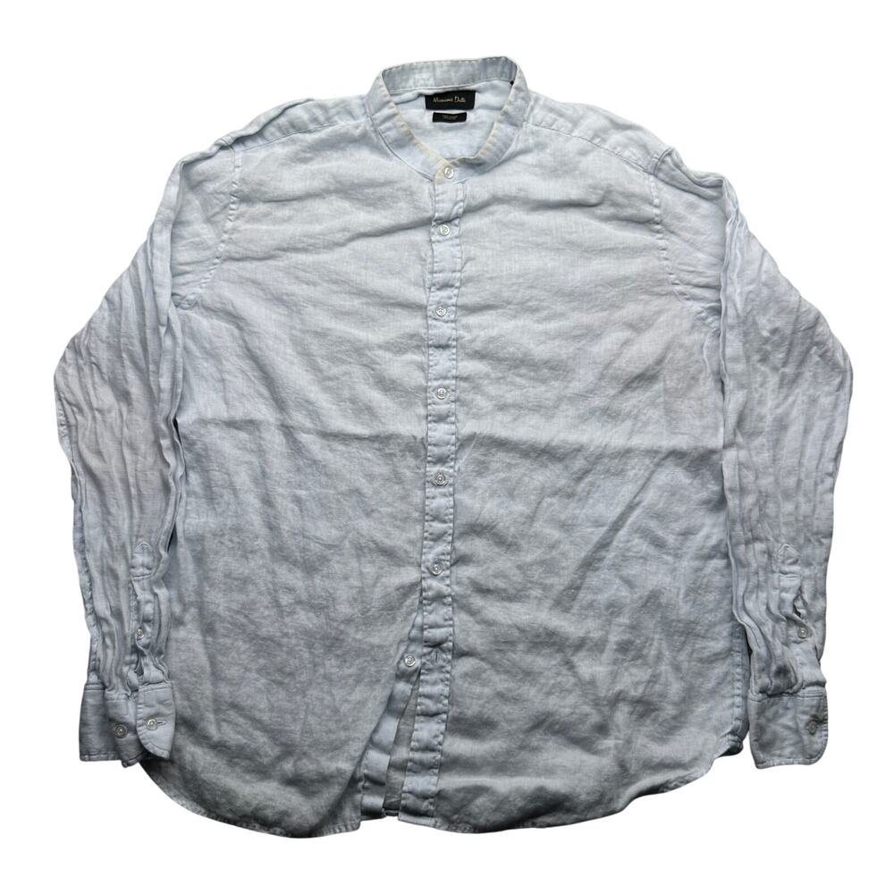 Massimo Dutti 0187 100% Linen Shirt Long Sleeve Button Up Mens XXL White